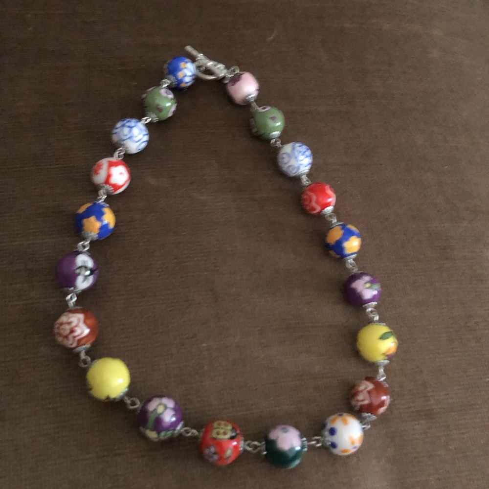 4-sale Talbots Painted Bead Costume Necklace- 628 $35 or $30 w/offer